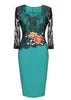 Vestido Tubinho Com Renda Manga Longa