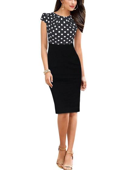 Vestido Tubinho Cintura Alta Com Fenda