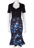 Vestido Peplum Preto e Estampado