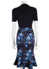Vestido Peplum Preto e Estampado