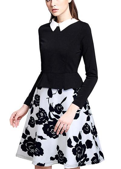 Vestido Rodado Gola Peter Pan Vintage