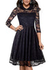 Vestido De Renda Evase Gola Peter Pan