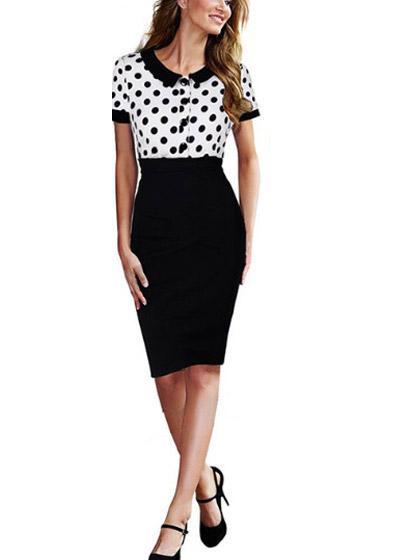 Vestido Tubinho Acinturado Com Bolinhas Poá