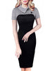 Vestido Tubinho Pied de Poule Gola Peter Pan