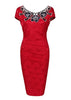 Vestido Tubinho Bordado Renda na Gola