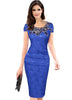 Vestido Tubinho Bordado Renda na Gola