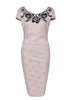 Vestido Tubinho Bordado Renda na Gola