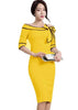 Vestido Tubinho Decote Canoa com Laço