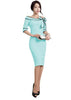 Vestido Tubinho Decote Canoa com Laço