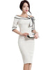 Vestido Tubinho Decote Canoa com Laço