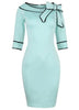 Vestido Tubinho Decote Canoa com Laço