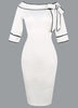 Vestido Tubinho Decote Canoa com Laço