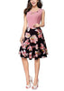 Vestido Evasê Midi com Saia Estampada