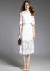 Vestido Ombros Vazados em Renda Branco