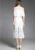 Vestido Ombros Vazados em Renda Branco