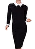 Vestido Tubinho Bicolor com Gola Polo
