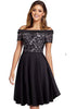 Vestido Saia Rodada com Renda Preto