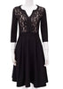 Vestido Evasê Preto com Renda