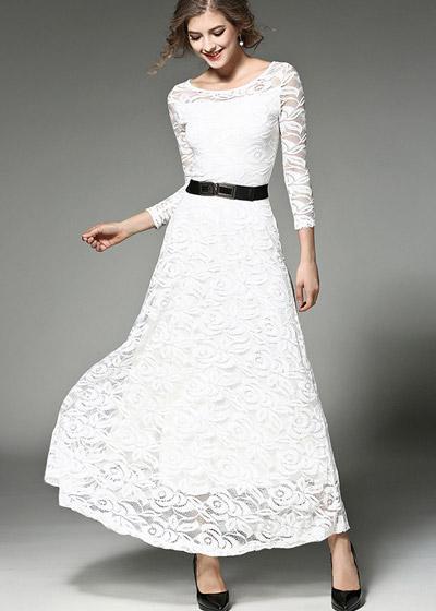 Vestido Longo de Renda para Festa