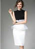 Vestido Midi Peplum Preto e Branco