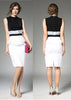 Vestido Midi Peplum Preto e Branco