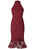 Vestido Tubinho de Renda com Babado