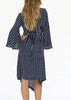 Vestido Midi Listrado Manga Boca De Sino