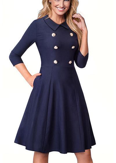 Vestido Evasê Midi Gola Peter Pan