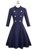 Vestido Evasê Midi Gola Peter Pan