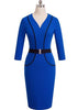 Vestido Bicolor Que Afina a Silhueta Com Cinto