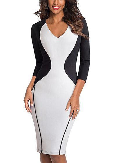 Vestido Tubinho com Recortes Geométricos