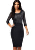Vestido Midi Tubinho Com Renda Por Cima