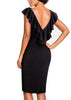 Vestido Tubinho Decote V com Babado nas Costas