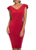 Vestido Tubinho Decote V com Babado nas Costas
