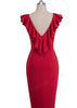 Vestido Tubinho Decote V com Babado nas Costas