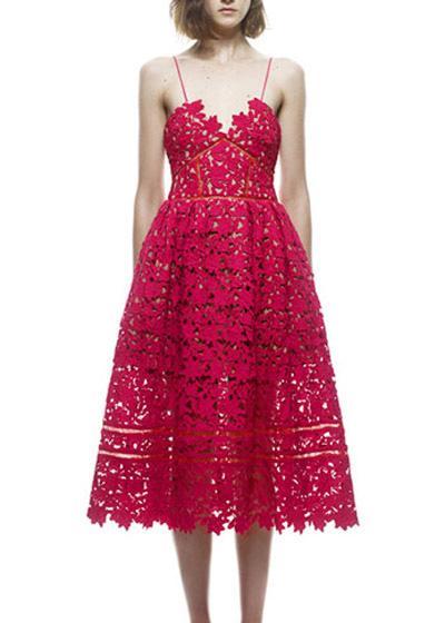 Vestido Midi Renda Guipir Para Festa