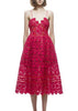 Vestido Midi Renda Guipir Para Festa