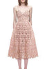 Vestido Midi Renda Guipir Para Festa
