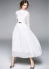 Vestido Midi Branco com Renda Por Cima