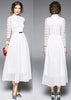 Vestido Midi Branco com Renda Por Cima