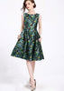 Vestido Midi Rodado Estampado em Jacquard
