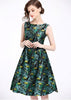 Vestido Midi Rodado Estampado em Jacquard