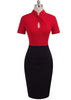 Vestido Tubinho Gola Alta com Decote Gota