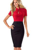 Vestido Tubinho Gola Alta com Decote Gota