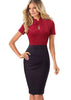Vestido Tubinho Gola Alta com Decote Gota