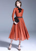 Vestido Midi Evasê Renda Laço na Gola