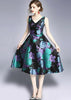 Vestido Midi Rodado Estampado em Jacquard