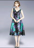 Vestido Midi Rodado Estampado em Jacquard