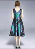 Vestido Midi Rodado Estampado em Jacquard