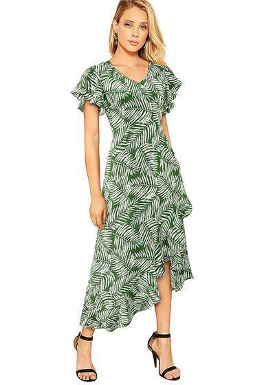 Vestido Assimétrico com Babado